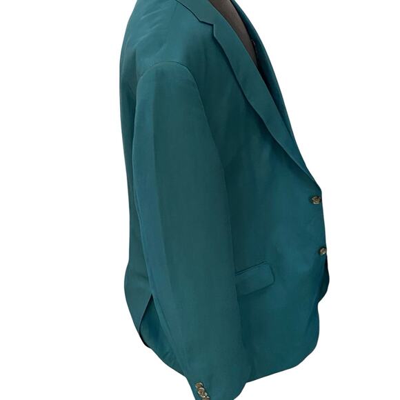 NEW Indochino Mens Teal Green Silk Linen Newbury Blazer Jacket Sz 52 - Picture 2 of 11